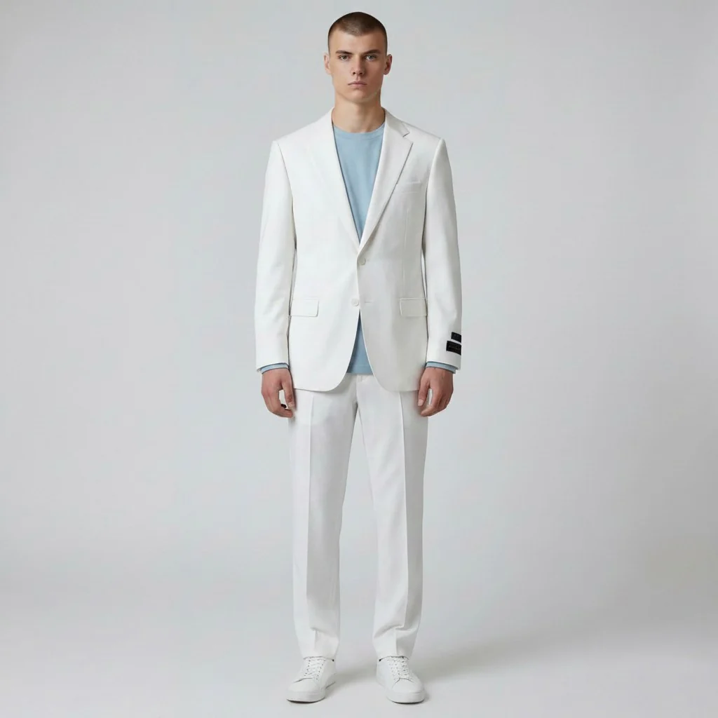 Novello - Off White Tiglio Lux 2 Button Notch Lapel Suit - Image 3
