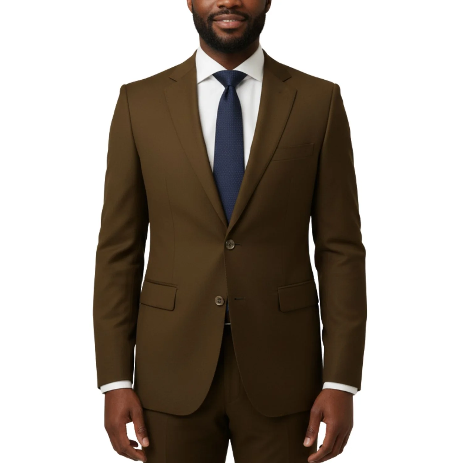 Tiglio Men's Tobacco 100% Wool 2-Piece Modern Fit Suit — Notch Lapel - Image 3