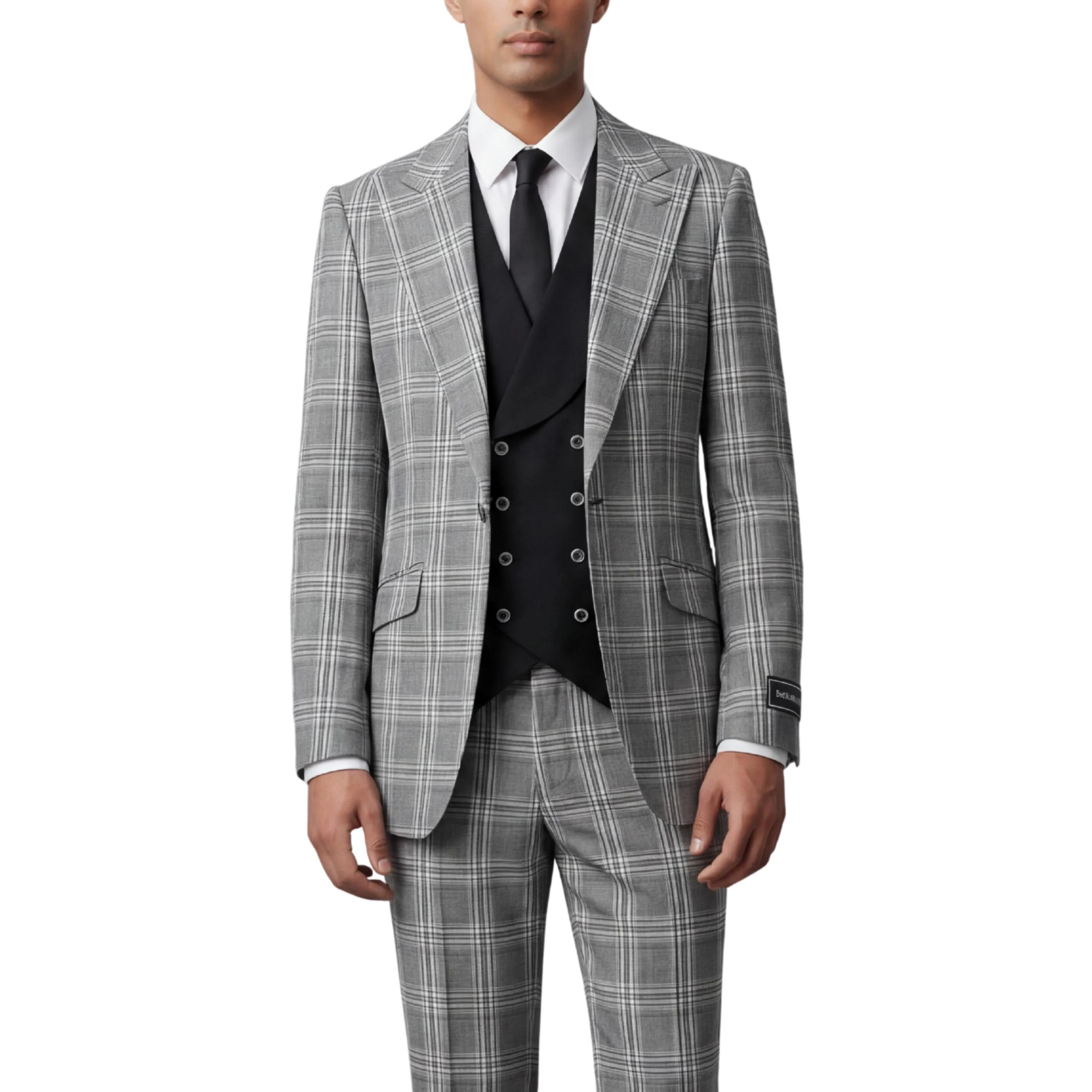 Pino Baldini Oliver Men's Black 3-Piece Plaid Suit - Image 3