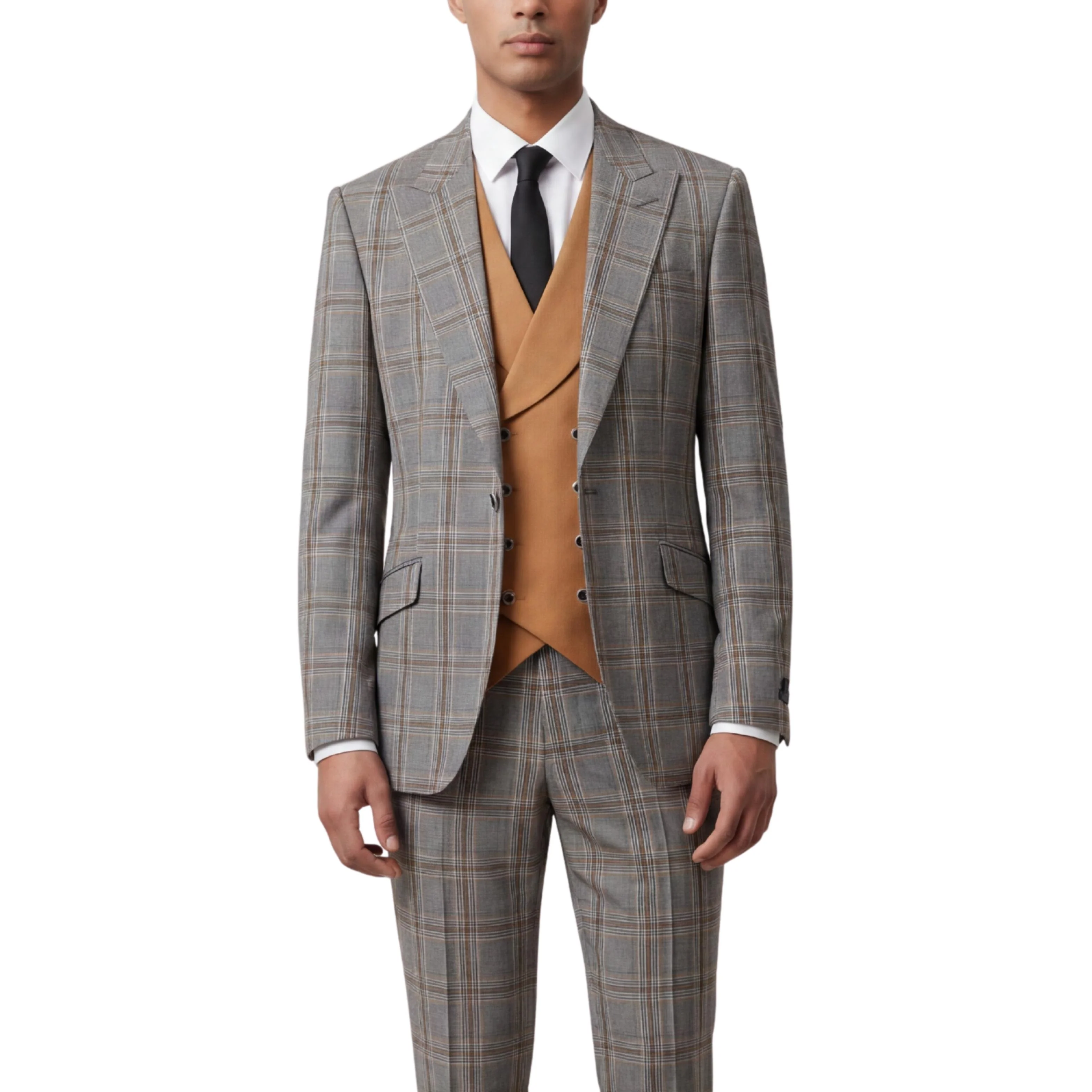 Pino Baldini Oliver Men's Gray 3-Piece Plaid Suit - Image 3