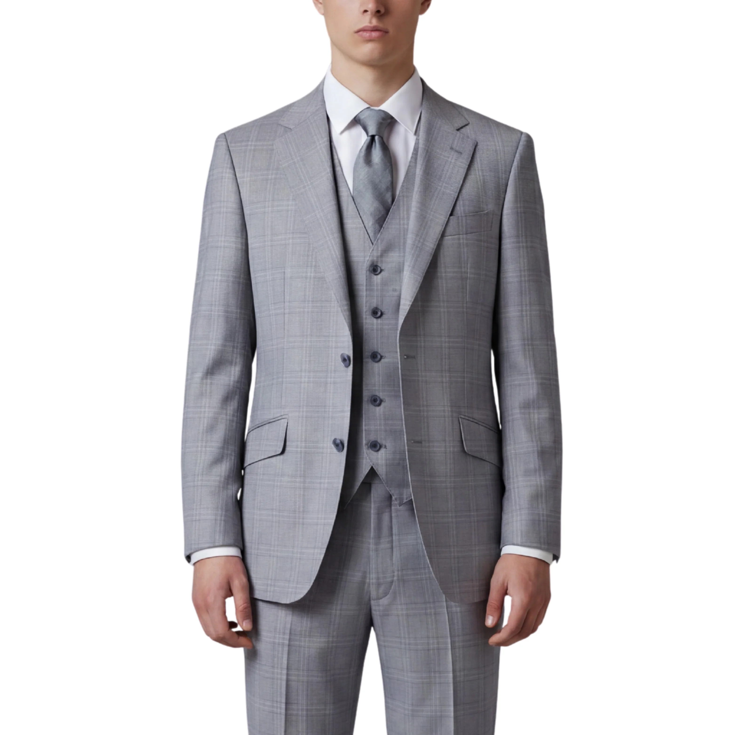 Joseph Michael Osteria Men's Ash Modern Fit 3-Piece Plaid Suit - Image 3