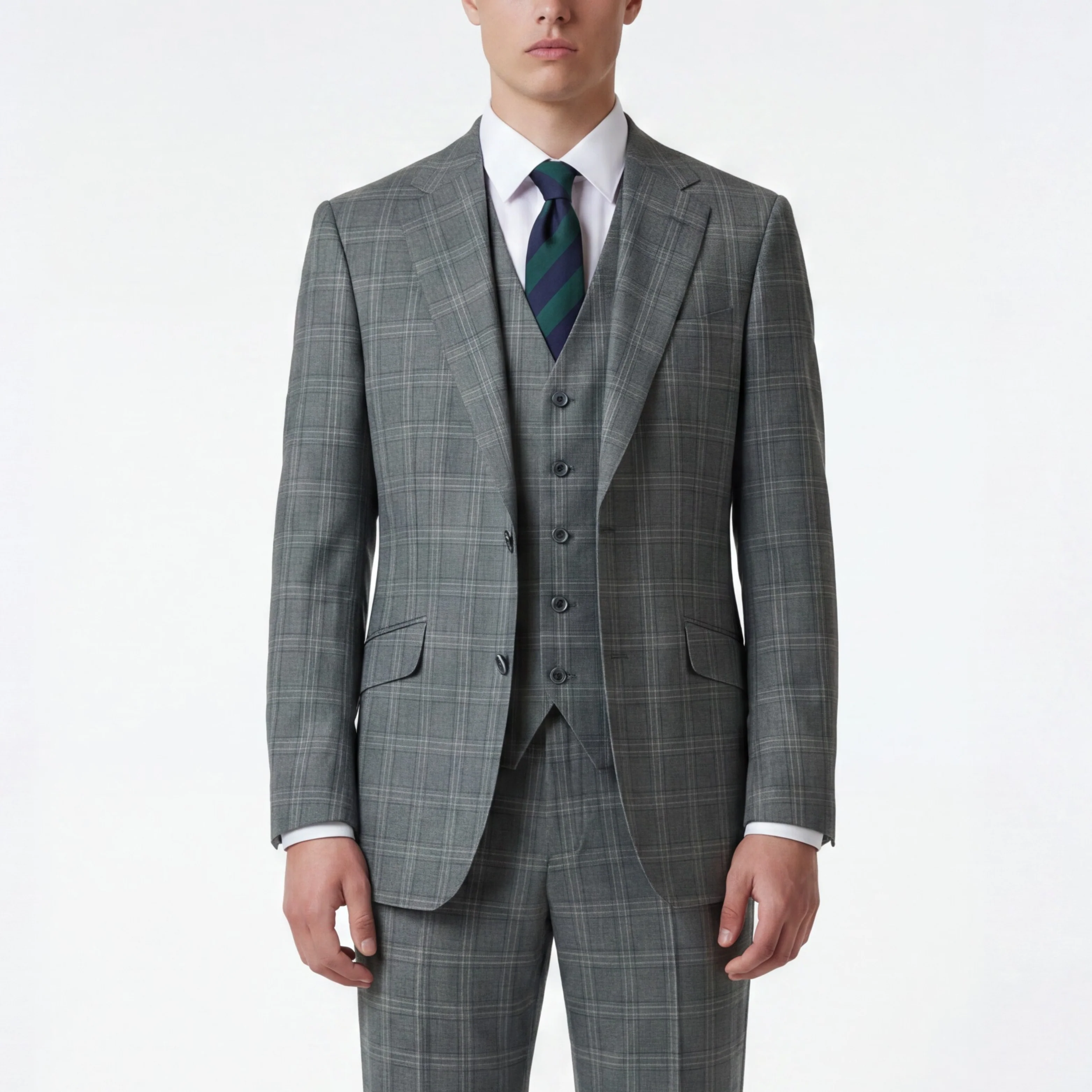 Joseph Michael Osteria Men's Green Modern Fit 3-Piece Plaid Suit - Image 3