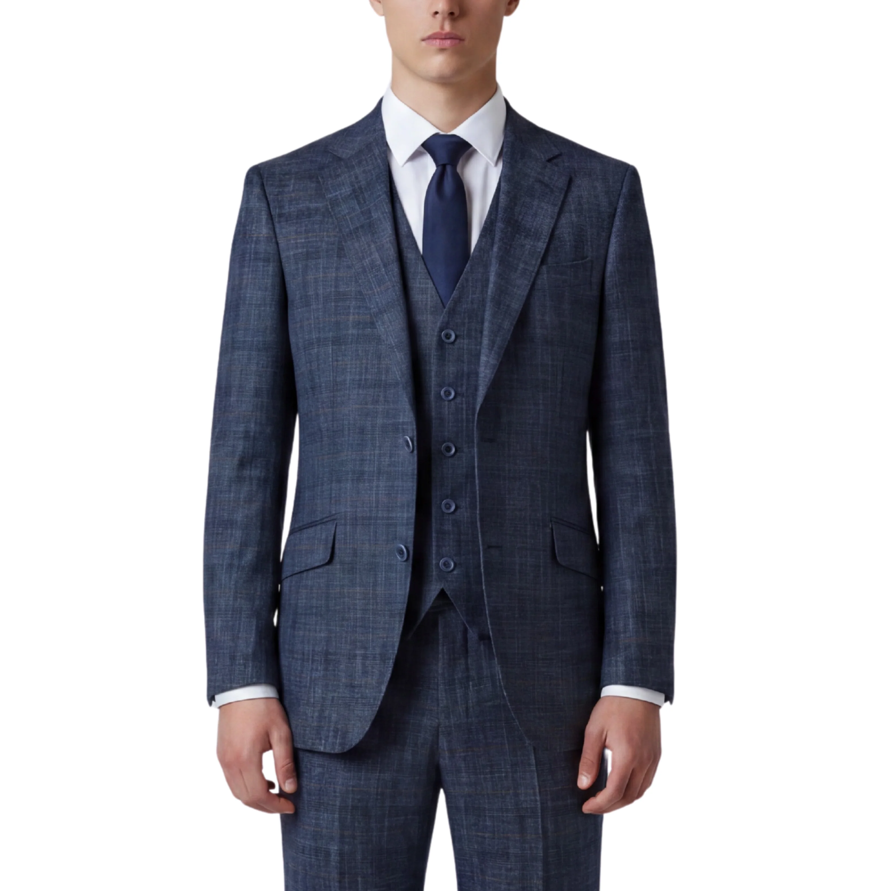 Joseph Michael Piazo Men's Sapphire Modern Fit 3-Piece Plaid Suit - Image 3