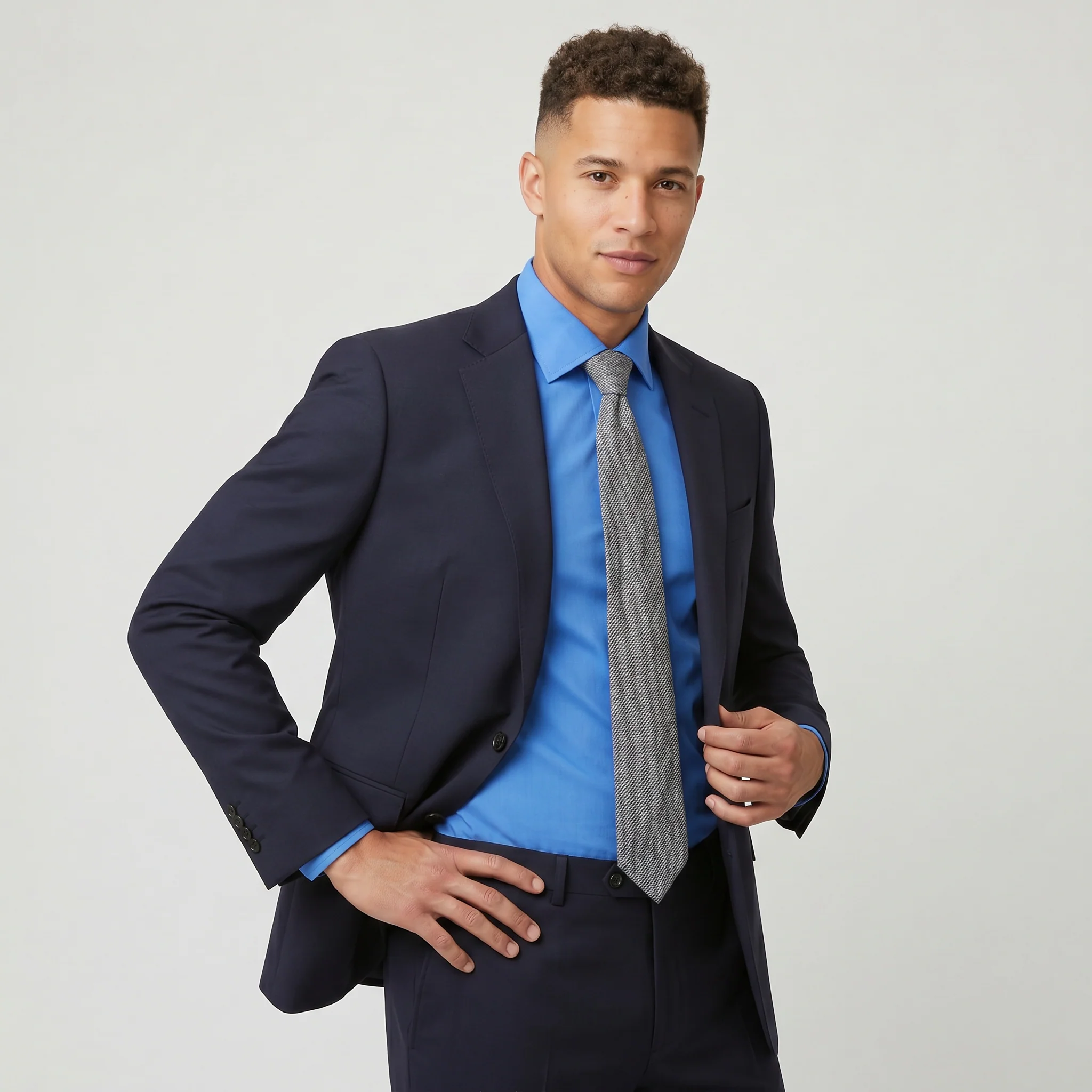 Tiglio Men's Blue 100% Wool 2-Piece Slim Fit Suit — Notch Lapel