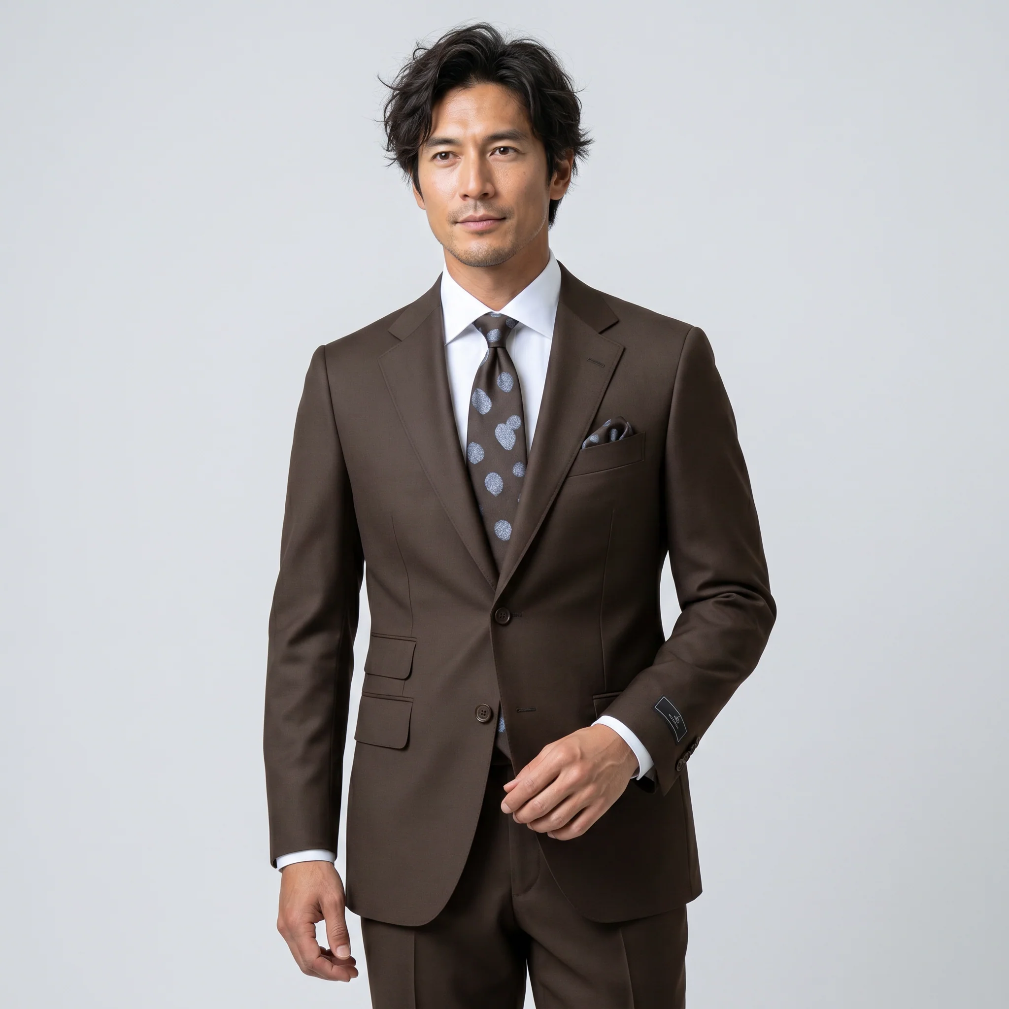 Tiglio Men's Brown 100% Wool 2-Piece Modern Fit Suit — Peak Lapel - Image 2