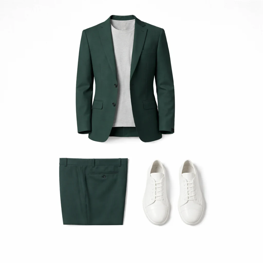 Ideal Men's Forest Green 3-Piece Slim Fit Vested Suit — Peak Lapel - Image 6