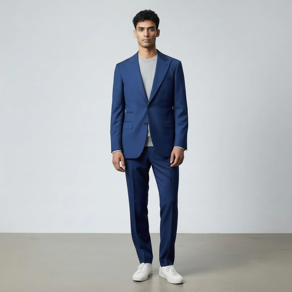 Ideal Men's Indigo 3-Piece Slim Fit Vested Suit — Peak Lapel - Image 5