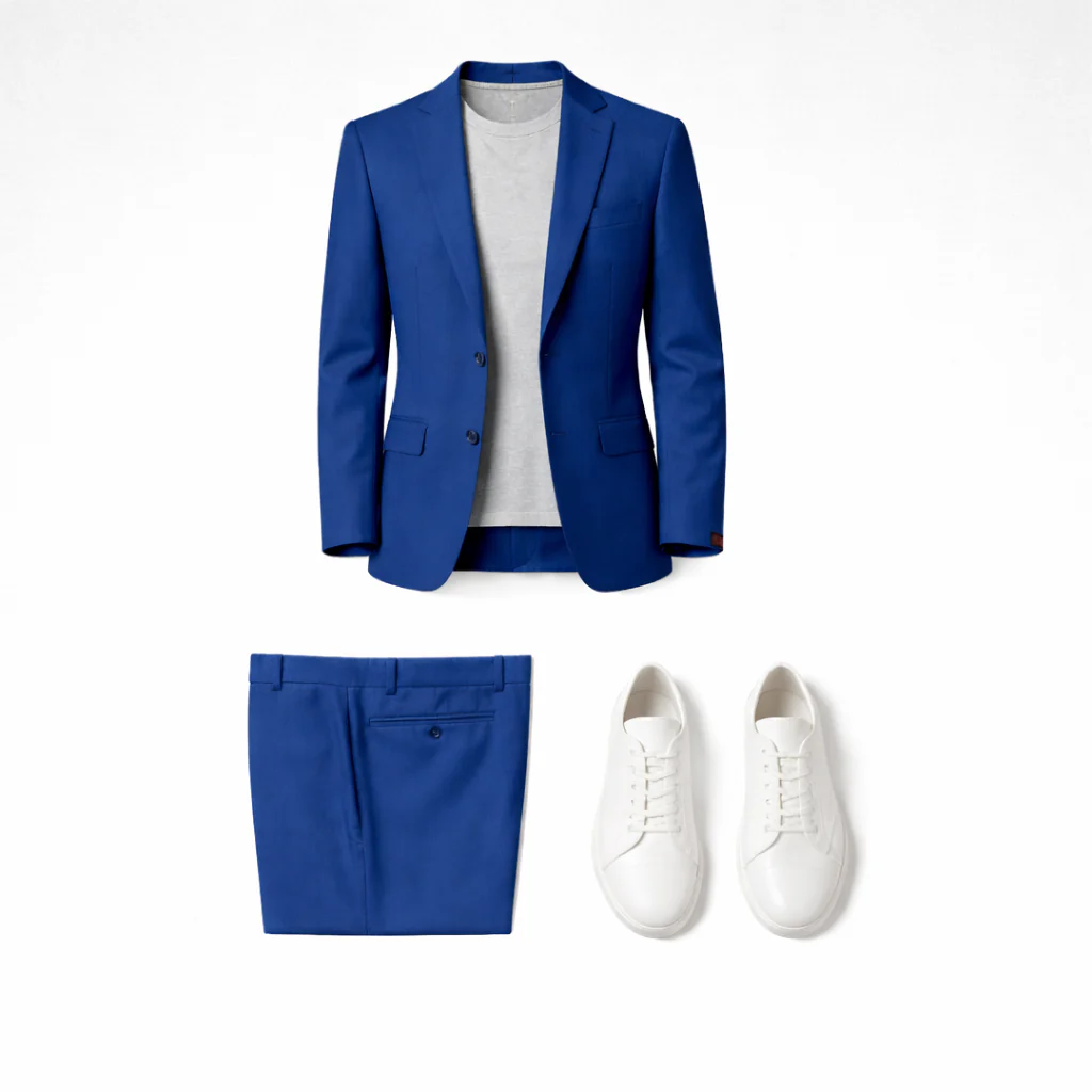 Ideal Men's Indigo 3-Piece Slim Fit Vested Suit — Peak Lapel - Image 6