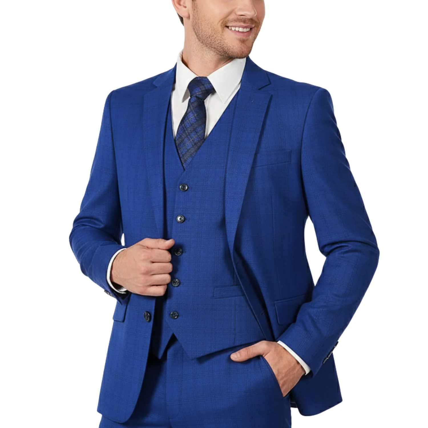 Royal Luxe Roma Men's Sapphire 2-Piece Slim Fit Suit — Notch Lapel