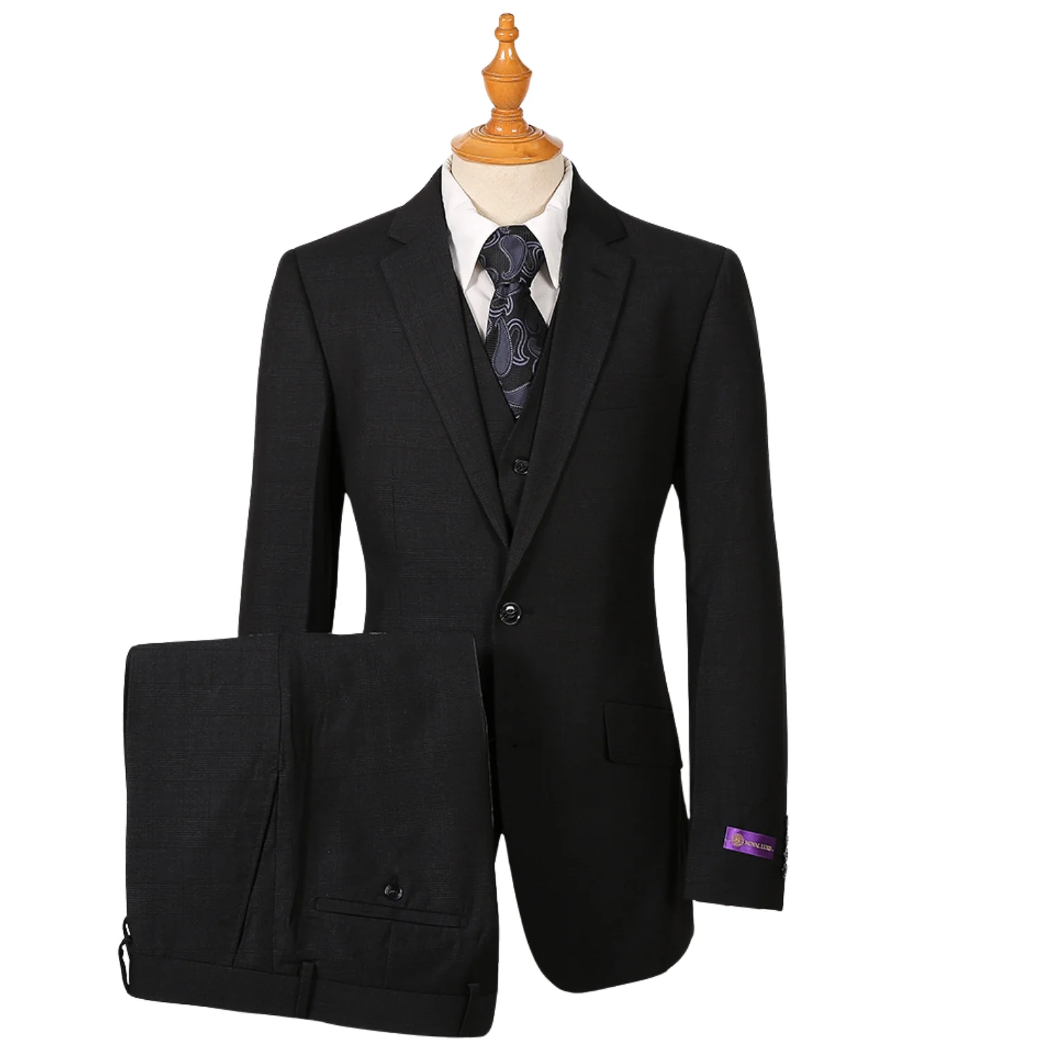 Royal Luxe Roma Men's Charcoal 2-Piece Slim Fit Suit — Notch Lapel - Image 3