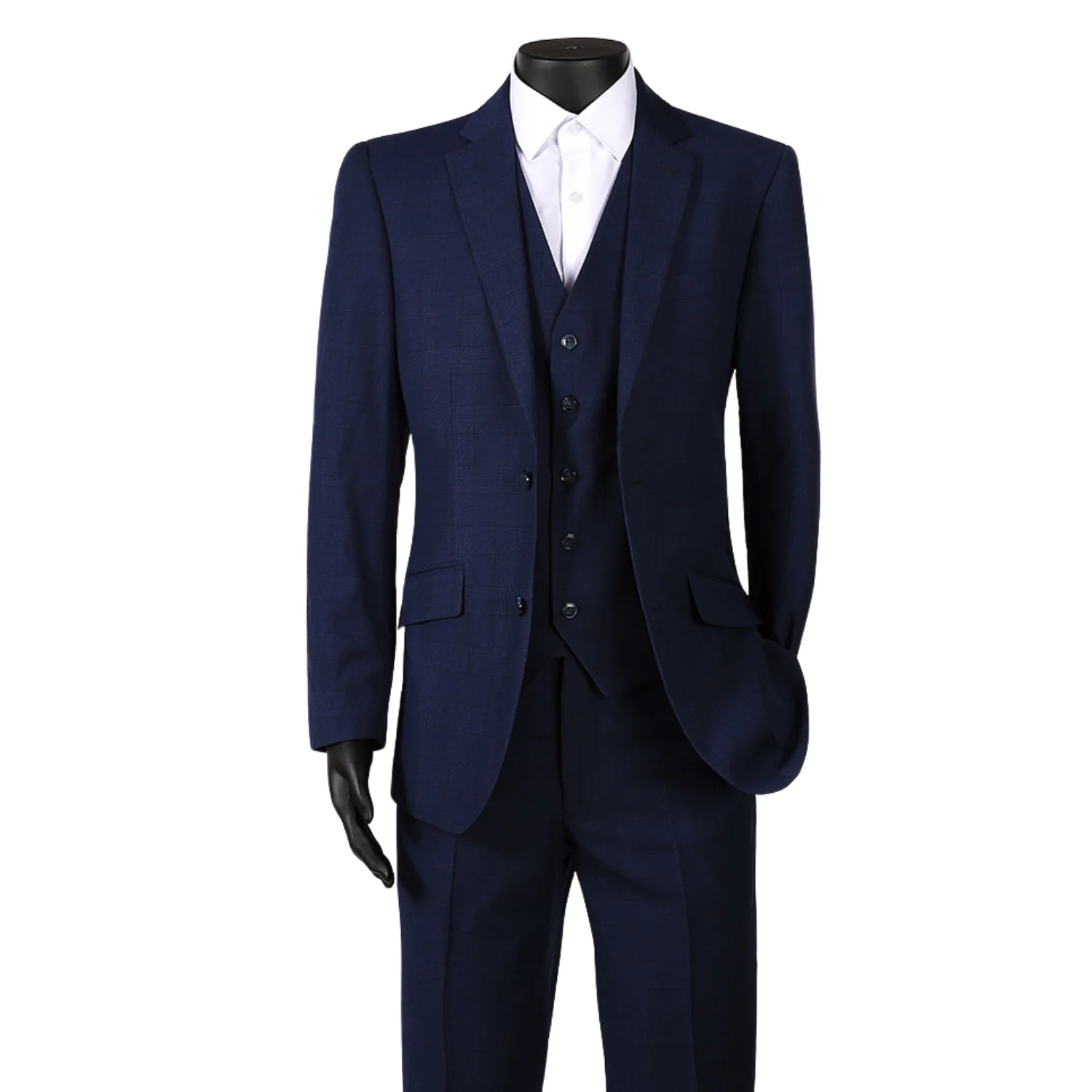 Royal Luxe Roma Men's Sapphire 3-Piece Slim Fit Suit — Notch Lapel - Image 4