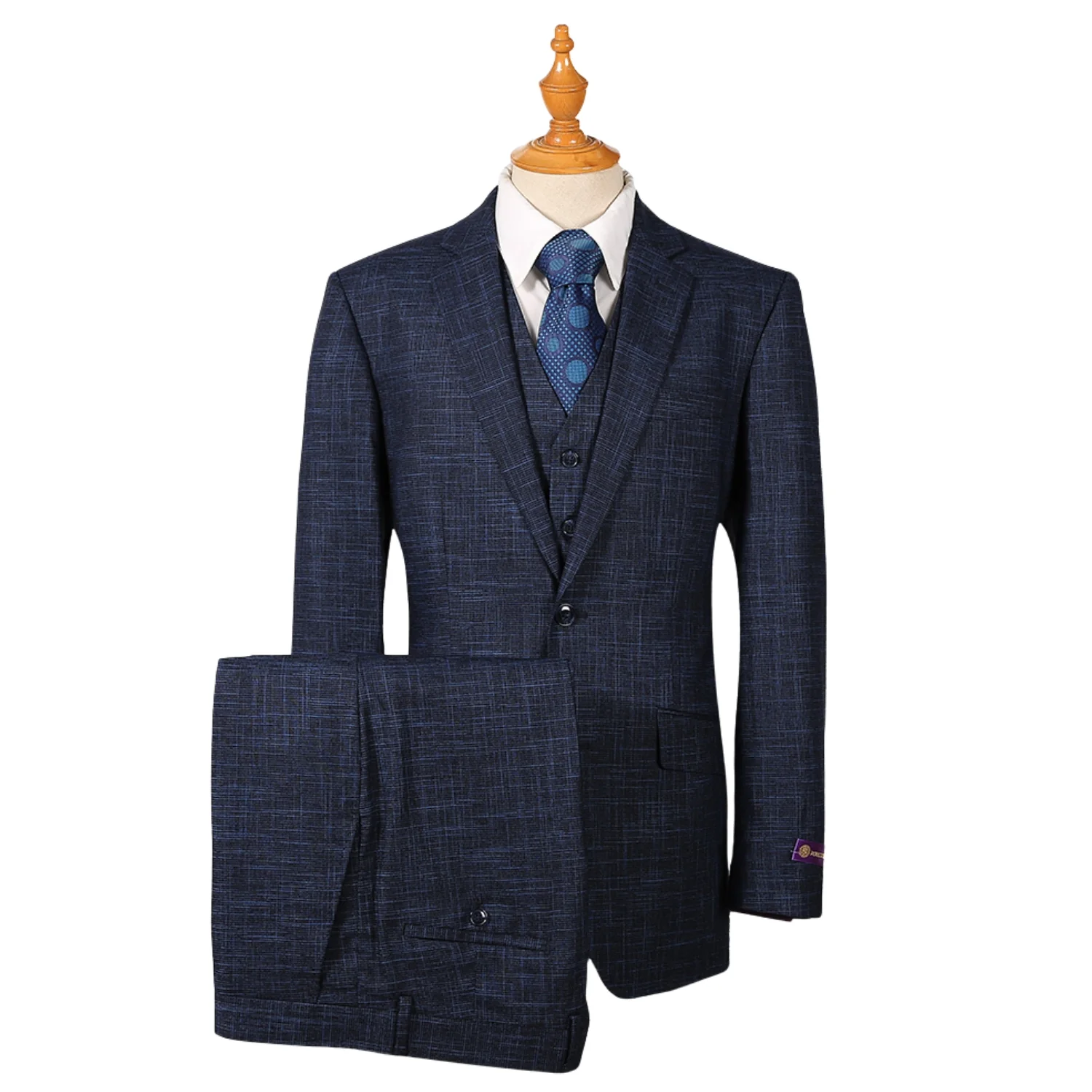 Royal Luxe Roma Men's Navy 2-Piece Slim Fit Suit — Notch Lapel - Image 3