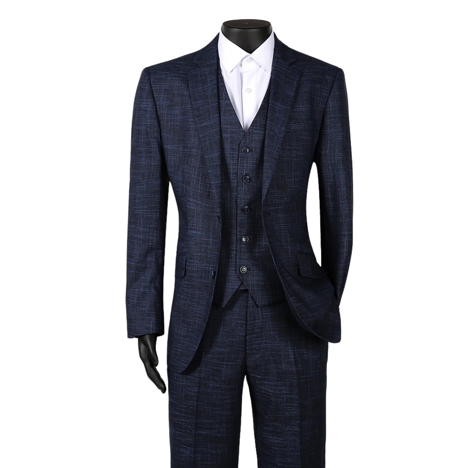 Royal Luxe Roma Men's Navy 2-Piece Slim Fit Suit — Notch Lapel - Image 6
