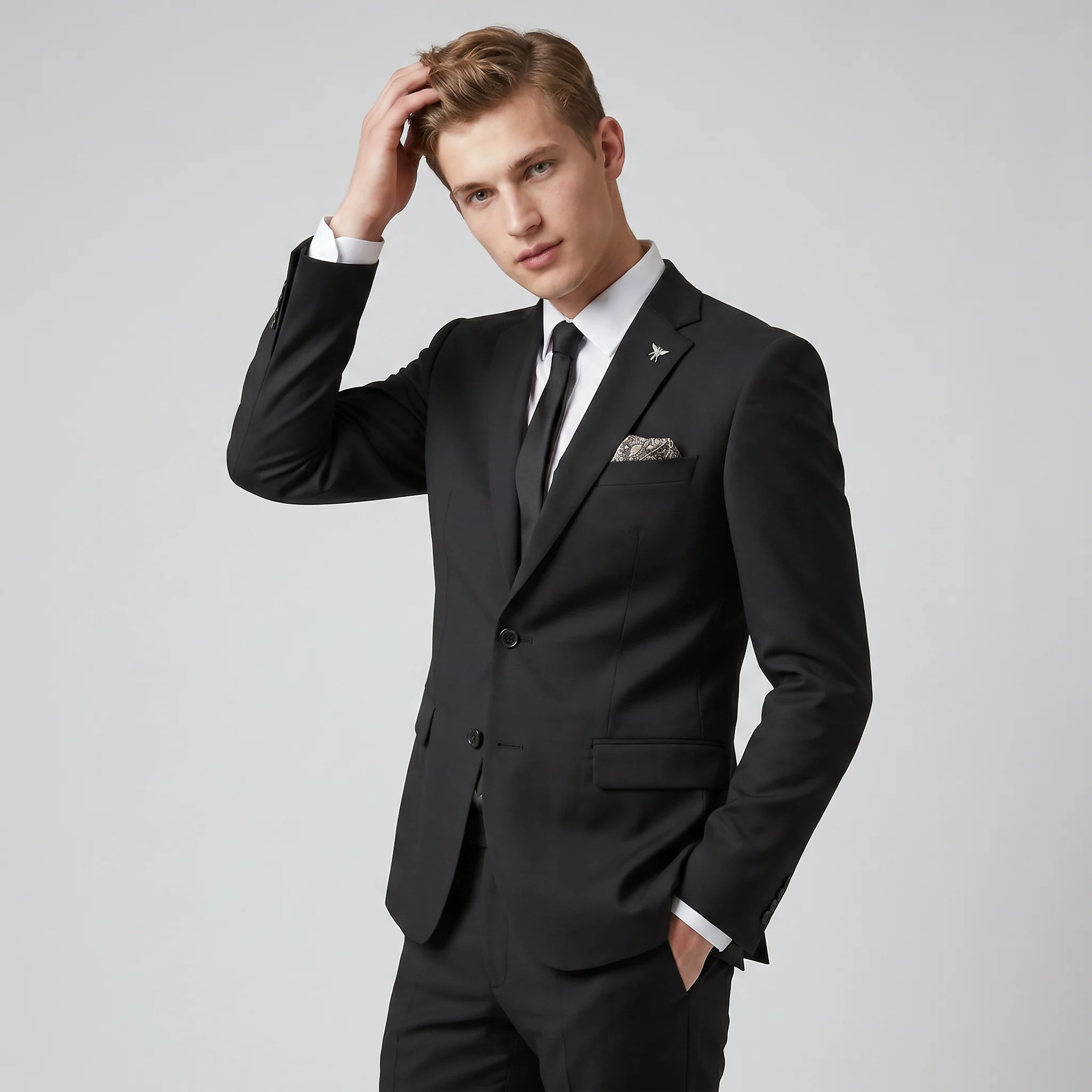 Stacy Adams Men's Black 2-Piece Modern Fit Suit — Notch Lapel