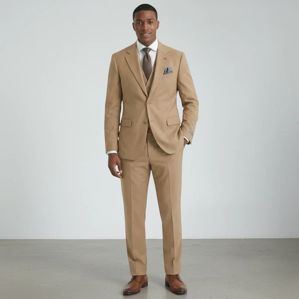 Stacy Adams Men's Tan 2-Piece Modern Fit Suit — Notch Lapel - Image 7