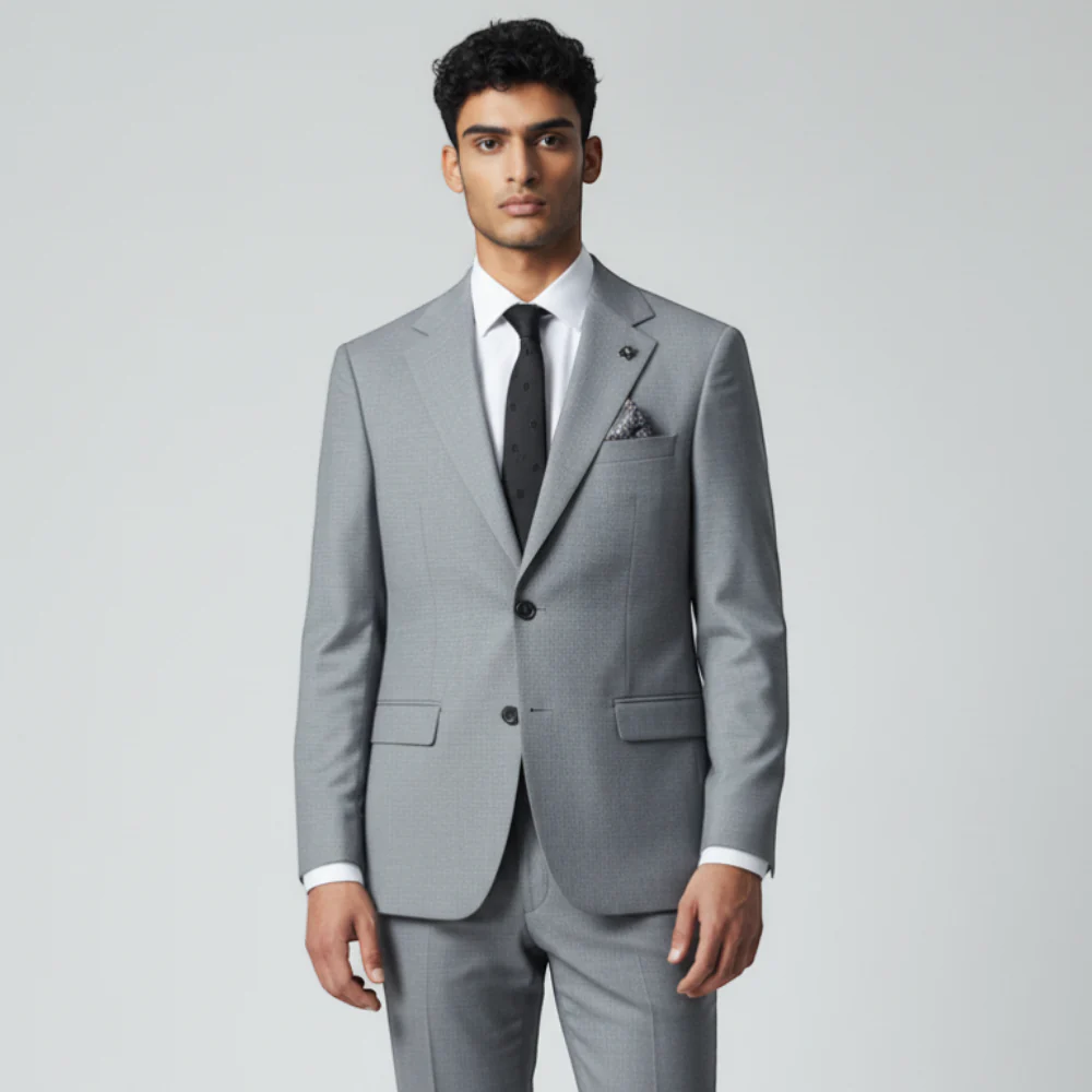 Stacy Adams Men's Medium Grey 2-Piece Modern Fit Suit — Notch Lapel - Image 3