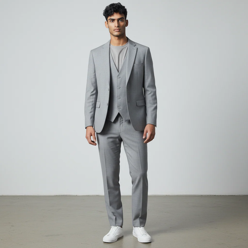 Stacy Adams Men's Medium Grey 2-Piece Modern Fit Suit — Notch Lapel - Image 4