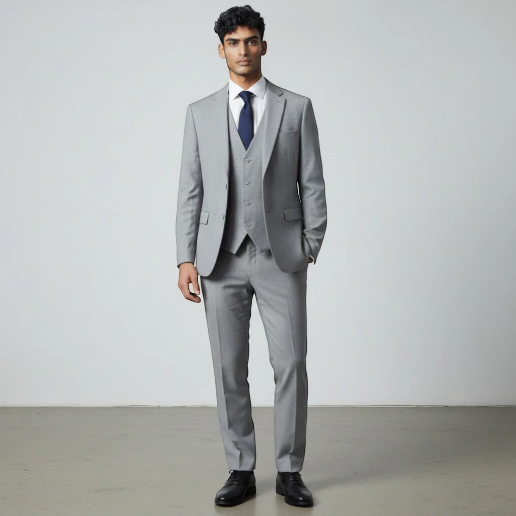 Stacy Adams Men's Medium Grey 2-Piece Modern Fit Suit — Notch Lapel - Image 5