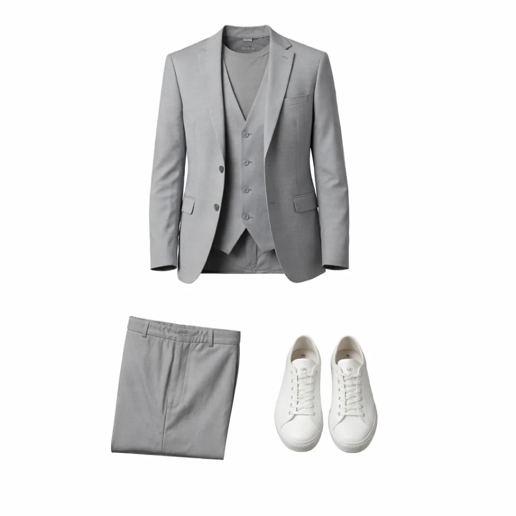 Stacy Adams Men's Medium Grey 2-Piece Modern Fit Suit — Notch Lapel - Image 7