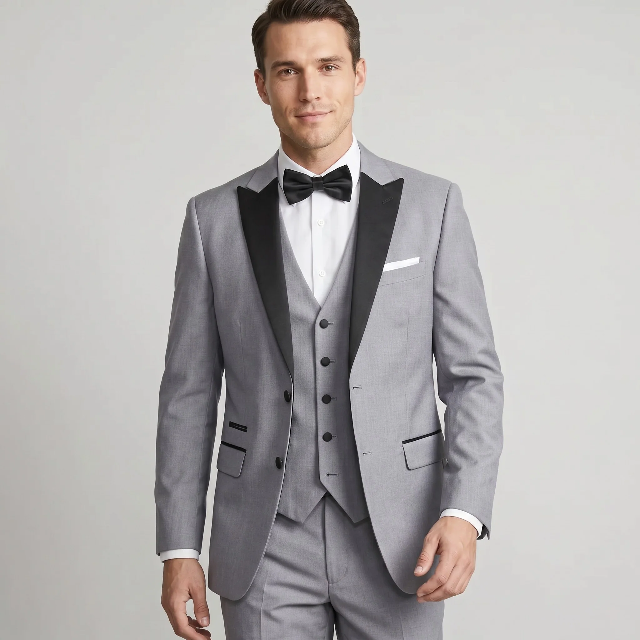 Joseph Michael Men's Black 3-Piece Vested Tuxedo — Peak Lapel - Image 13