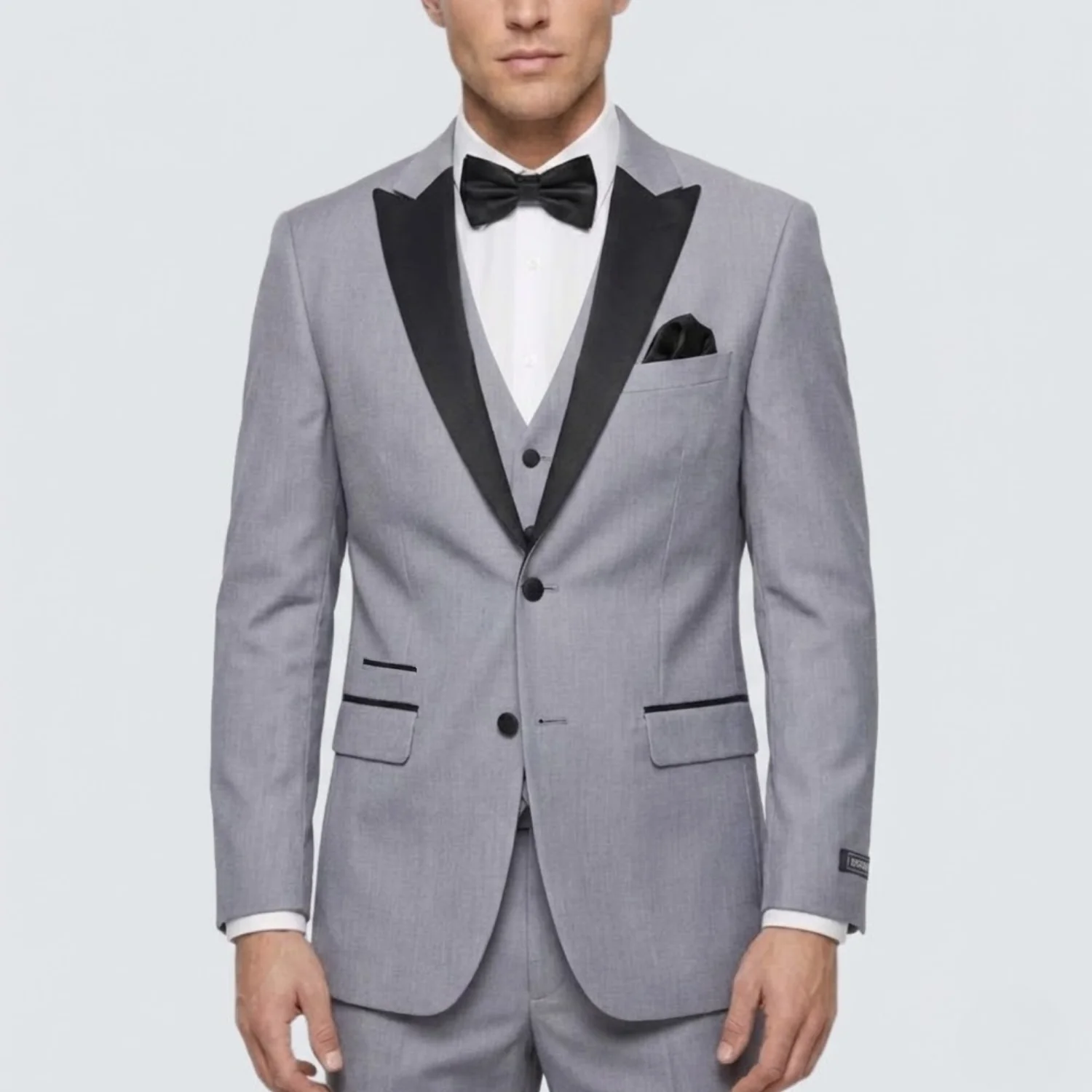 Joseph Michael Men's Black 3-Piece Vested Tuxedo — Peak Lapel - Image 15