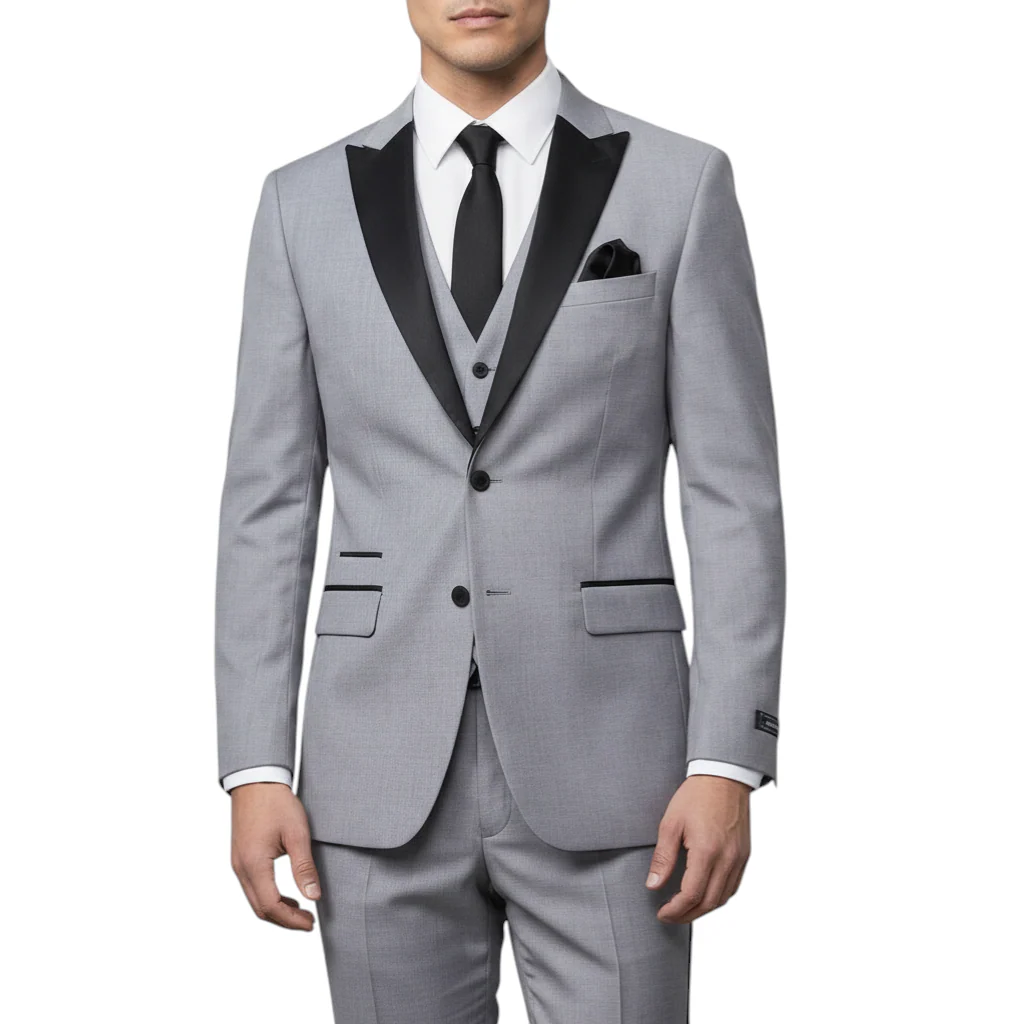 Joseph Michael Men's Black 3-Piece Vested Tuxedo — Peak Lapel - Image 20