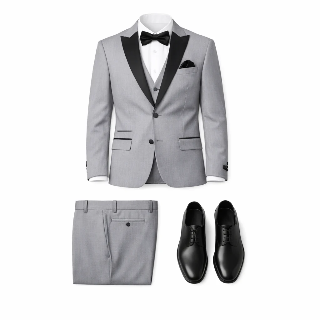 Joseph Michael Men's Black 3-Piece Vested Tuxedo — Peak Lapel - Image 21