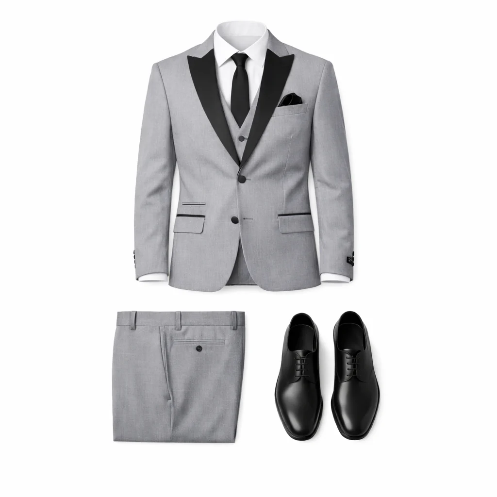 Joseph Michael Men's Black 3-Piece Vested Tuxedo — Peak Lapel - Image 23