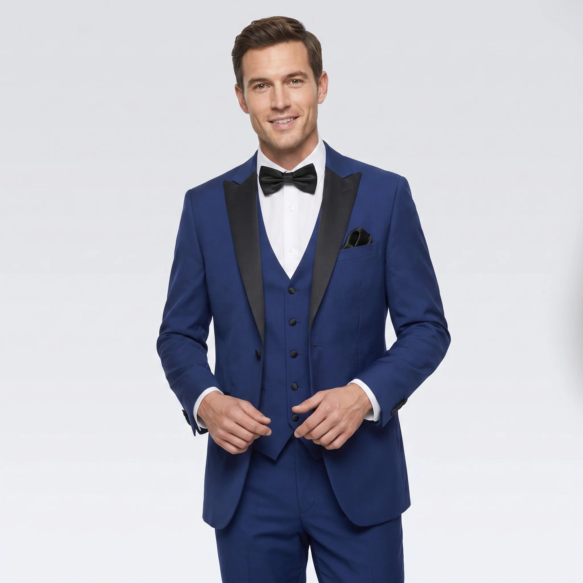 Joseph Michael Men's Black 3-Piece Vested Tuxedo — Peak Lapel - Image 26