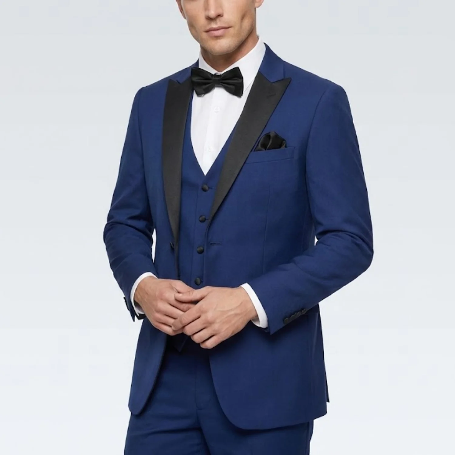 Joseph Michael Men's Black 3-Piece Vested Tuxedo — Peak Lapel - Image 27