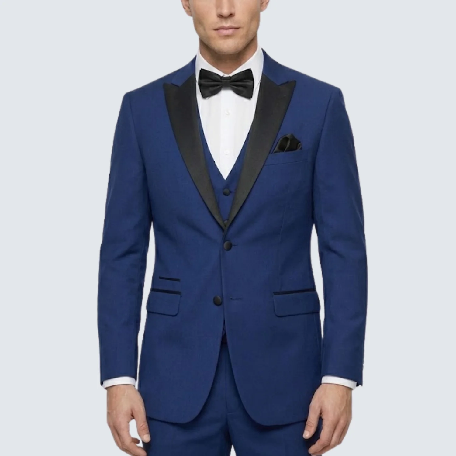 Joseph Michael Men's Black 3-Piece Vested Tuxedo — Peak Lapel - Image 28