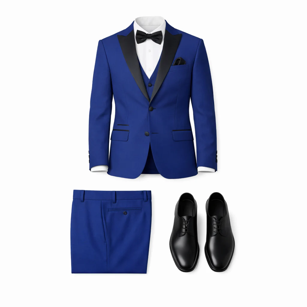 Joseph Michael Men's Black 3-Piece Vested Tuxedo — Peak Lapel - Image 31