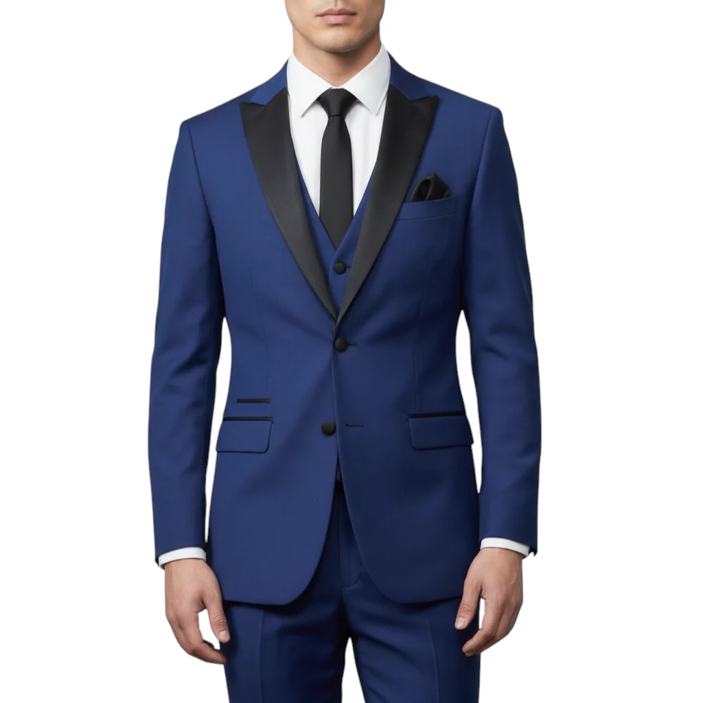 Joseph Michael Men's Black 3-Piece Vested Tuxedo — Peak Lapel - Image 32