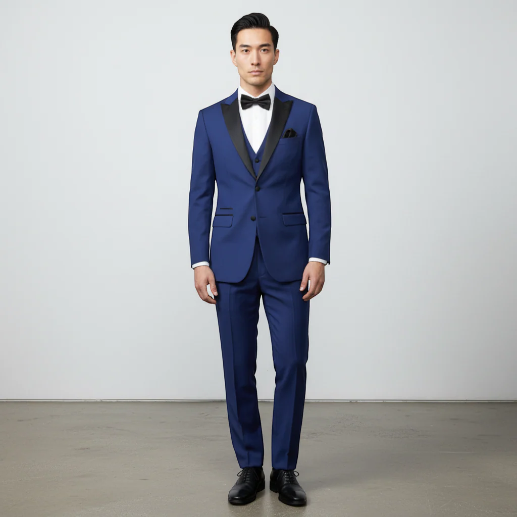 Joseph Michael Men's Black 3-Piece Vested Tuxedo — Peak Lapel - Image 33