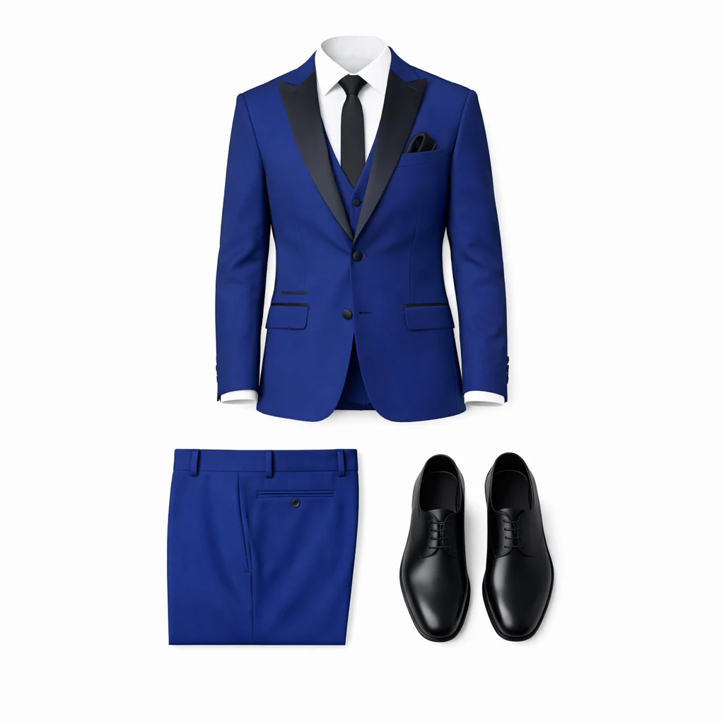 Joseph Michael Men's Black 3-Piece Vested Tuxedo — Peak Lapel - Image 34
