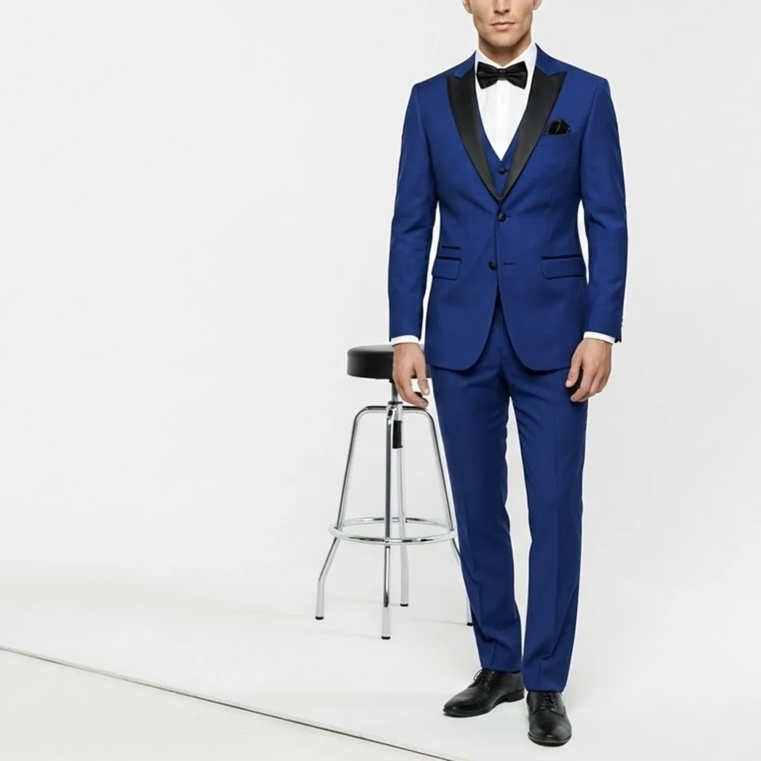 Joseph Michael Men's Black 3-Piece Vested Tuxedo — Peak Lapel - Image 37