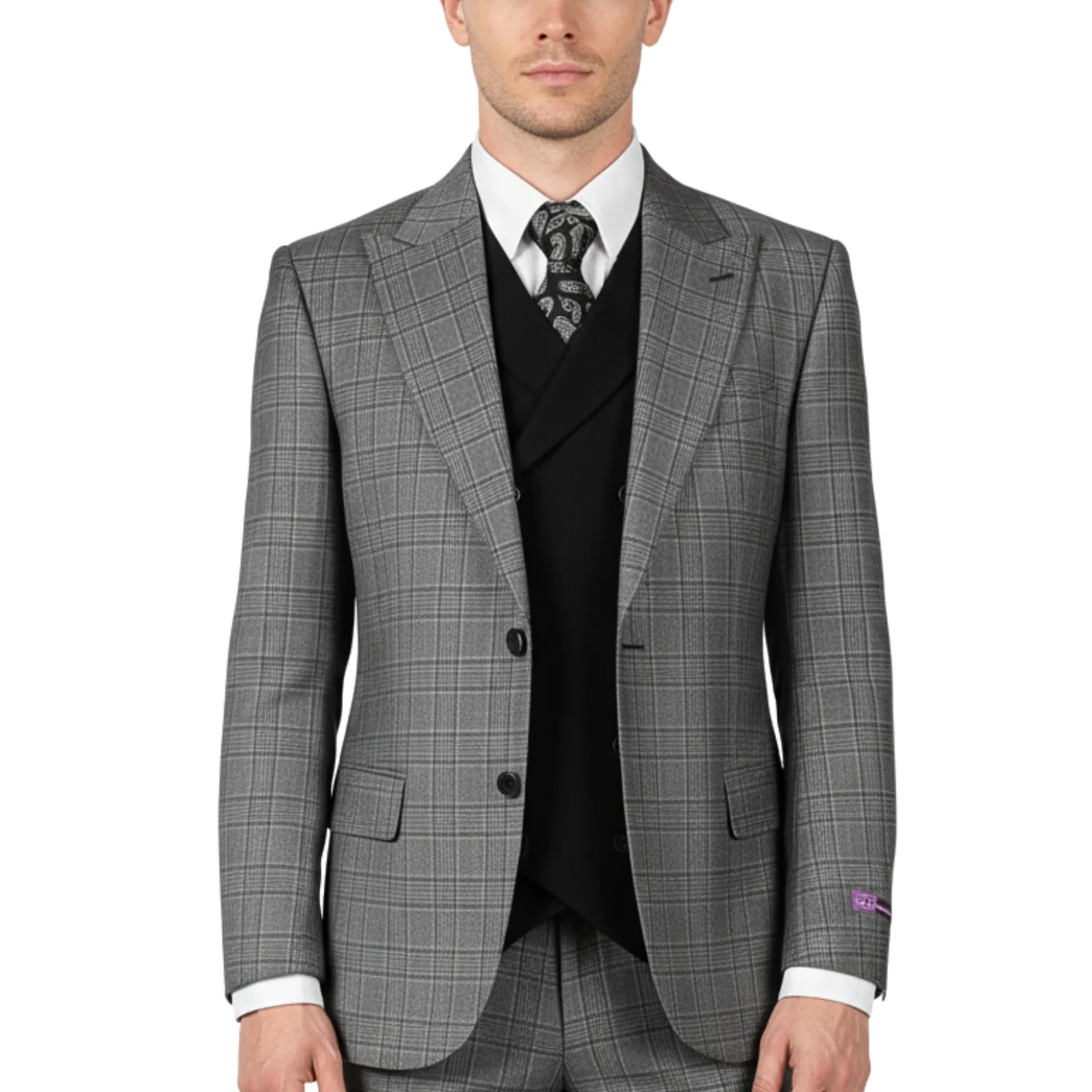 Royal Luxe Verona Men's Black 3-Piece Wide Leg Suit — Notch Lapel