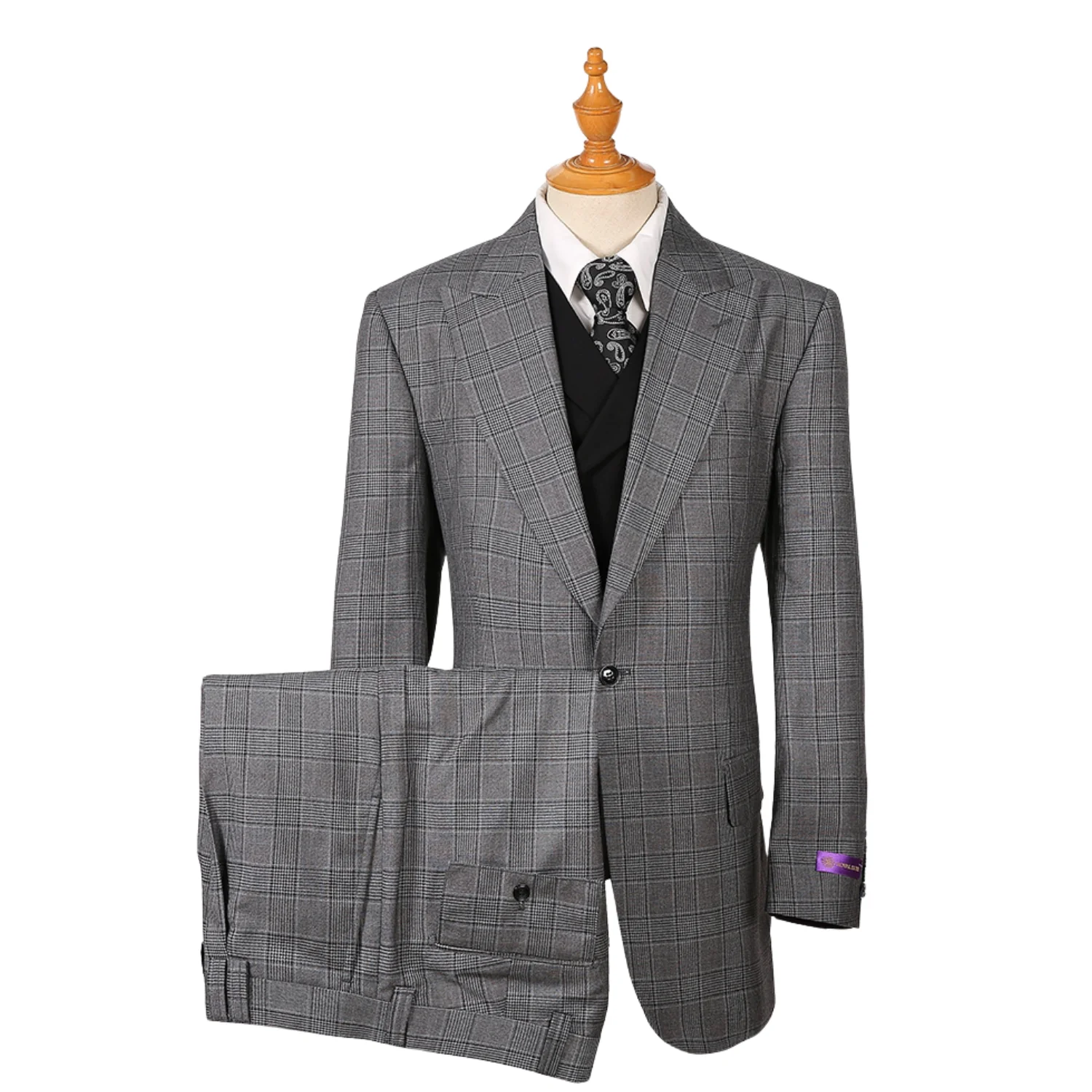 Royal Luxe Verona Men's Black 3-Piece Wide Leg Suit — Notch Lapel - Image 3