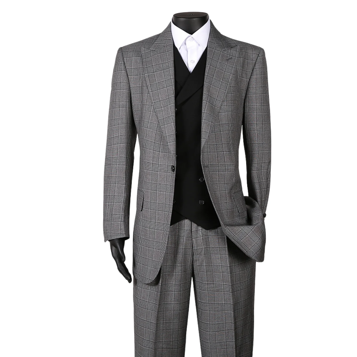 Royal Luxe Verona Men's Black 3-Piece Wide Leg Suit — Notch Lapel - Image 4