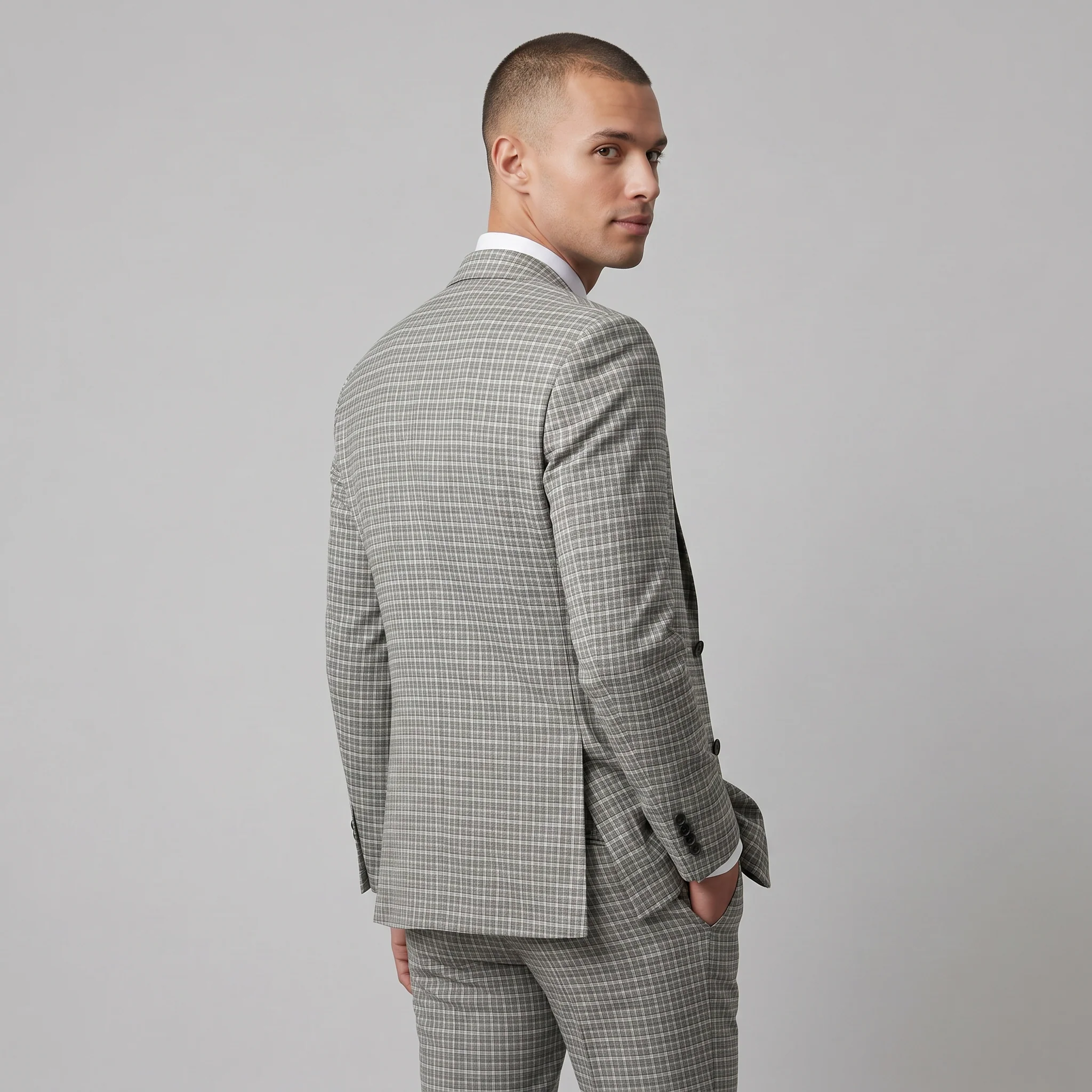 Pino Baldini Viola Men's Natural 3-Piece Plaid Suit - Image 2