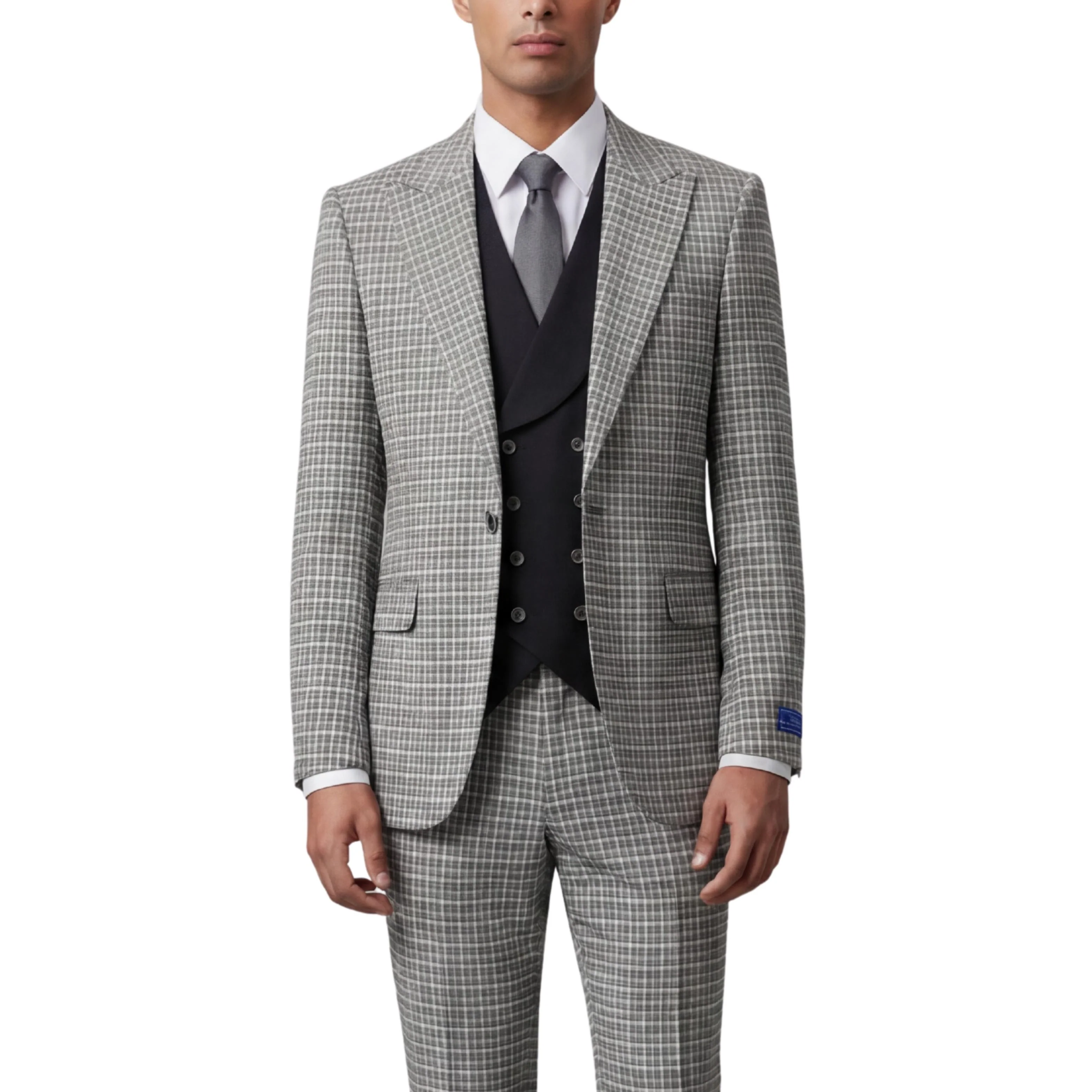 Pino Baldini Viola Men's Natural 3-Piece Plaid Suit - Image 3